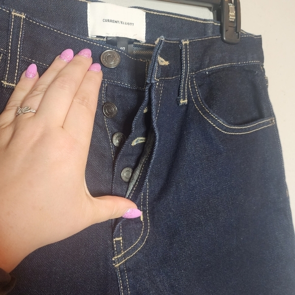 Current Elliot darkwash straightleg jeans.  Women's size 27. Button fly. - Picture 3 of 15